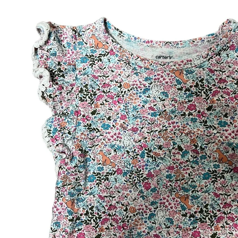 Carter’s | Flutter sleeve floral short sleeve crew neck tee shirt size 2T
